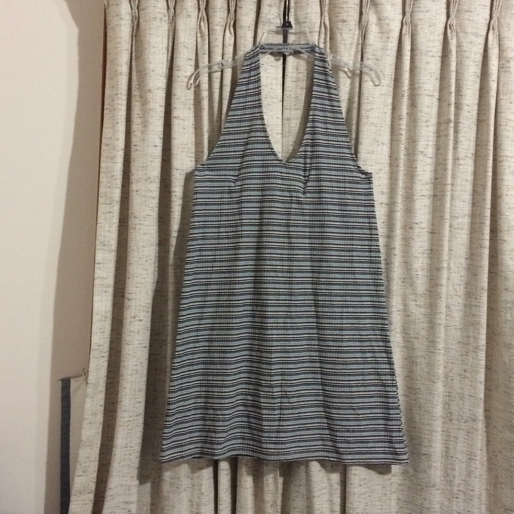 American Eagle Stripe Ribbed Halter Dress
